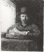 Rembrandt van rijn Self-Portrait Drawing at a window china oil painting artist